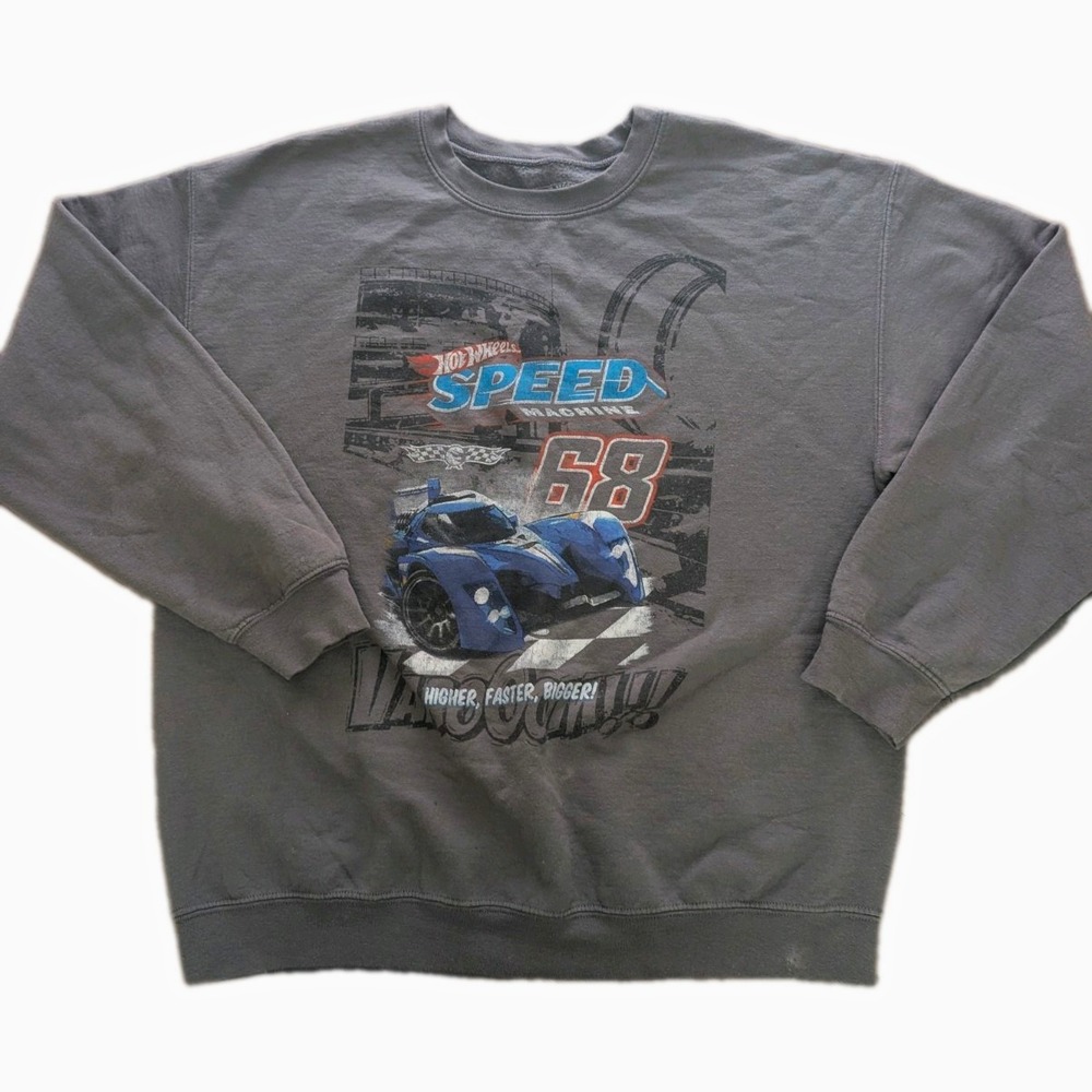 Hot Wheels Speed 68 Racing Graphic Sweatshirt Gray Crewneck Size M Y2K style